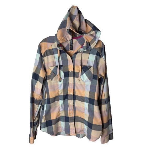 Mountain Hardwear Tops - Mountain Hardwear Women's Shirt Size Medium Top Hooded Long Sleeves Plaid Casual